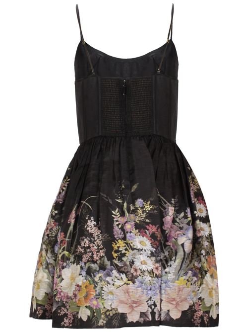 Black/multicolour linen-silk dress Zimmermann | 9689DS241BLACK WILD